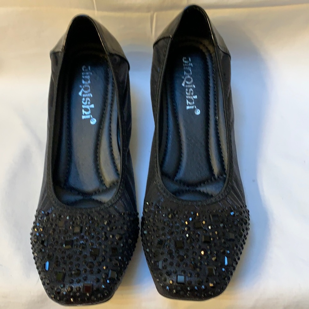 Wedge Black Beaded Shoes